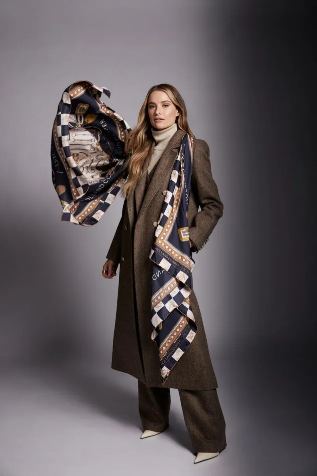 Women Scarves Holland Cooper Victoria Silk Scarf Ink Navy