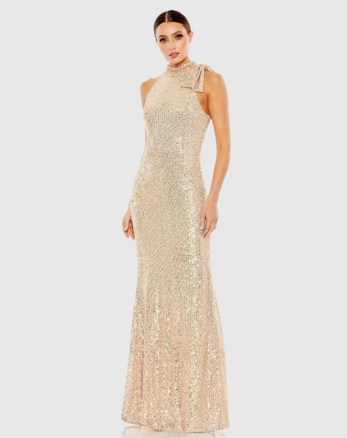 Women Sequined Soft Tie Halter Neck Column Gown Teal Evening Gowns Mac Duggal Women Sequined Soft Tie Halter Neck Column Gown Teal Evening Gowns Mac Duggal