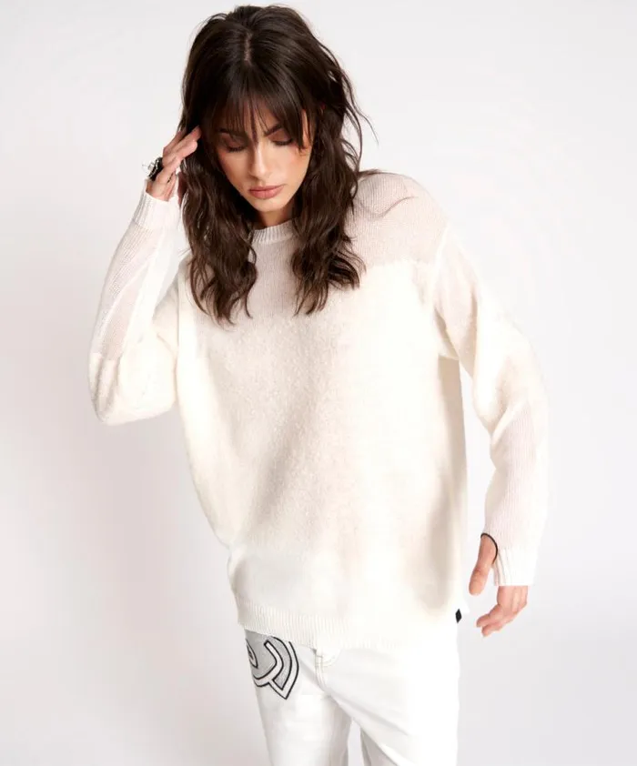 Women SHATTERED CREW KNIT SWEATER WHITE One Teaspoon Knitwear Women SHATTERED CREW KNIT SWEATER WHITE One Teaspoon Knitwear