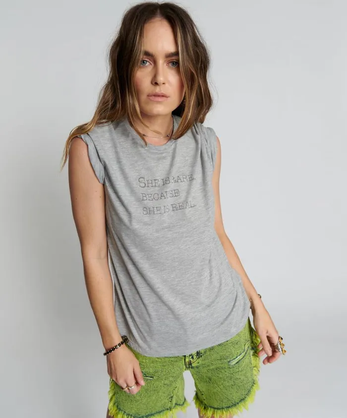 Women SHE IS RARE BURNOUT CREW TEE One Teaspoon Graphic Tees