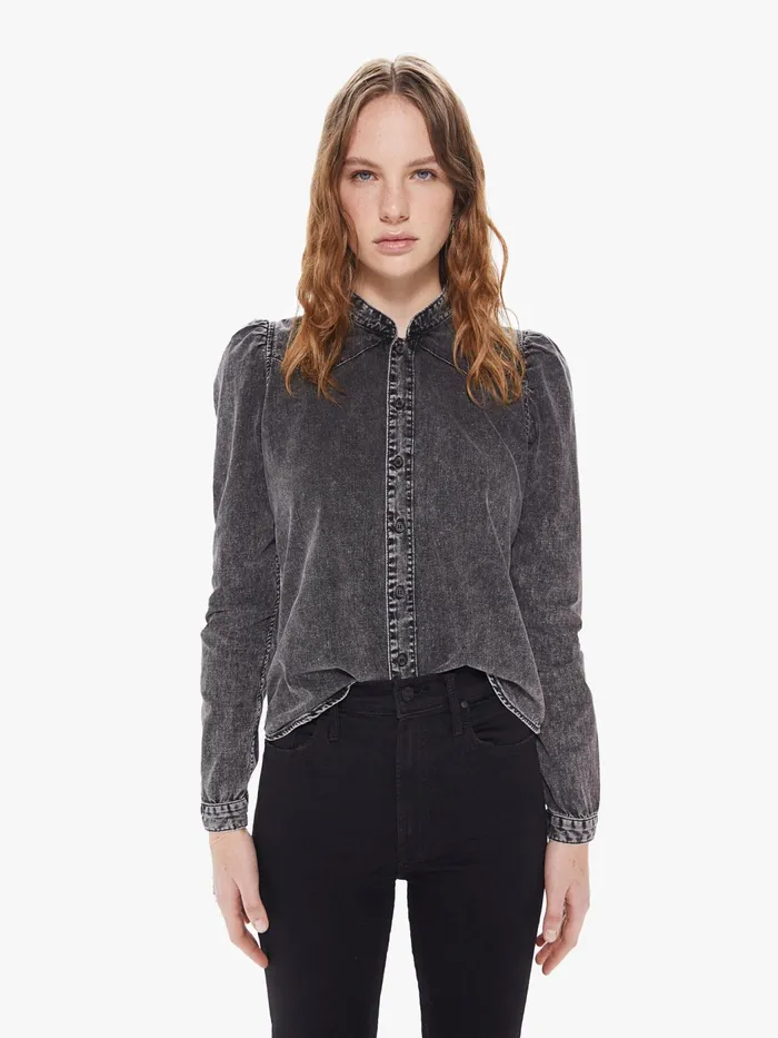 Women Shirts Mother Denim The Puffy Shirt Charcoal