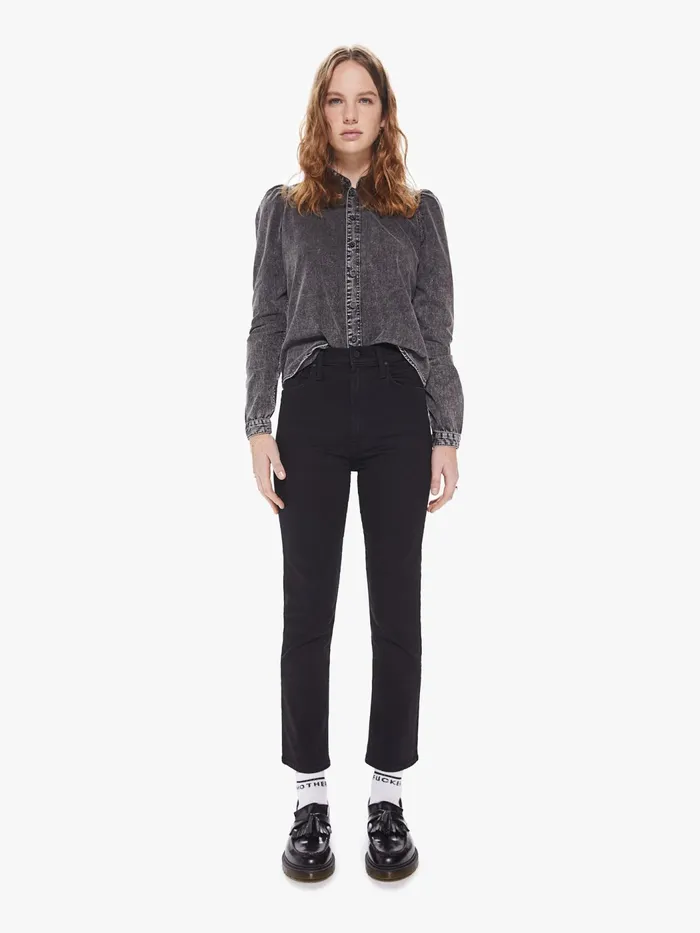Women Shirts Mother Denim The Puffy Shirt Charcoal
