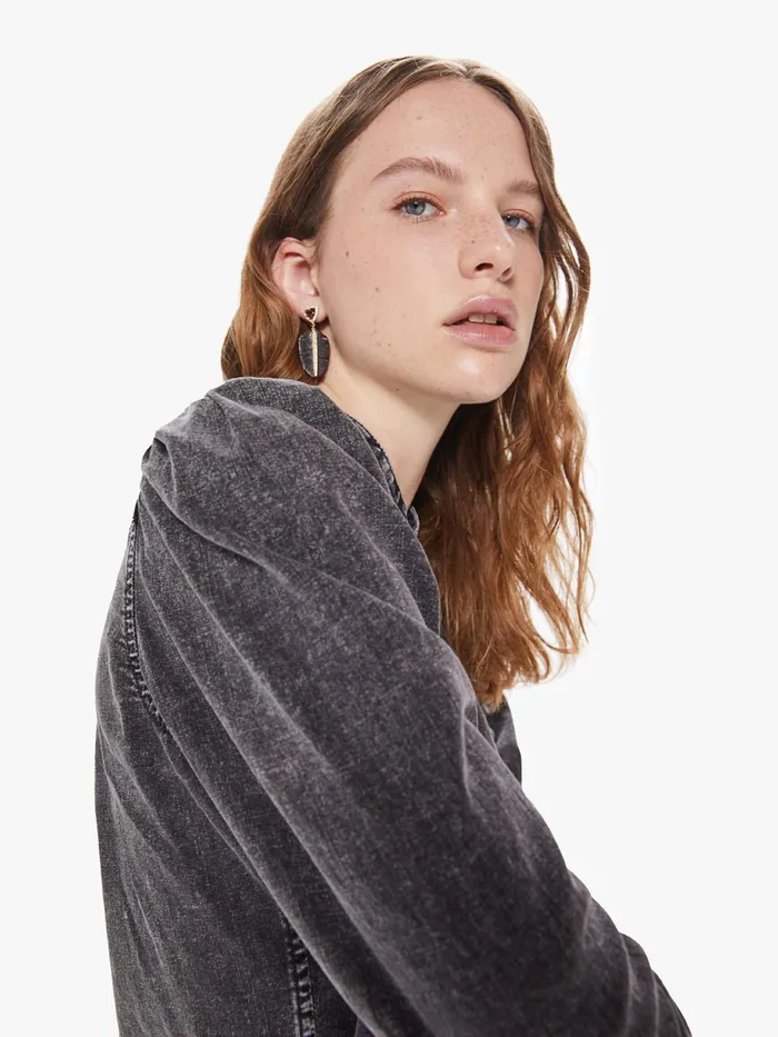 Women Shirts Mother Denim The Puffy Shirt Charcoal