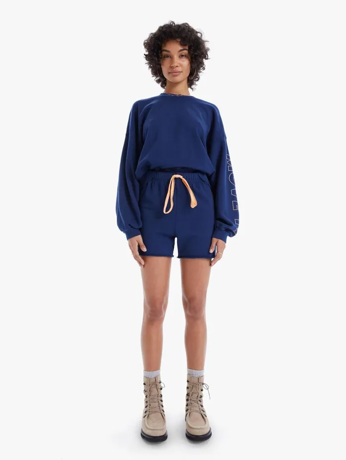 Women Shorts Mother Denim The Bender Short Fray Dark Blue