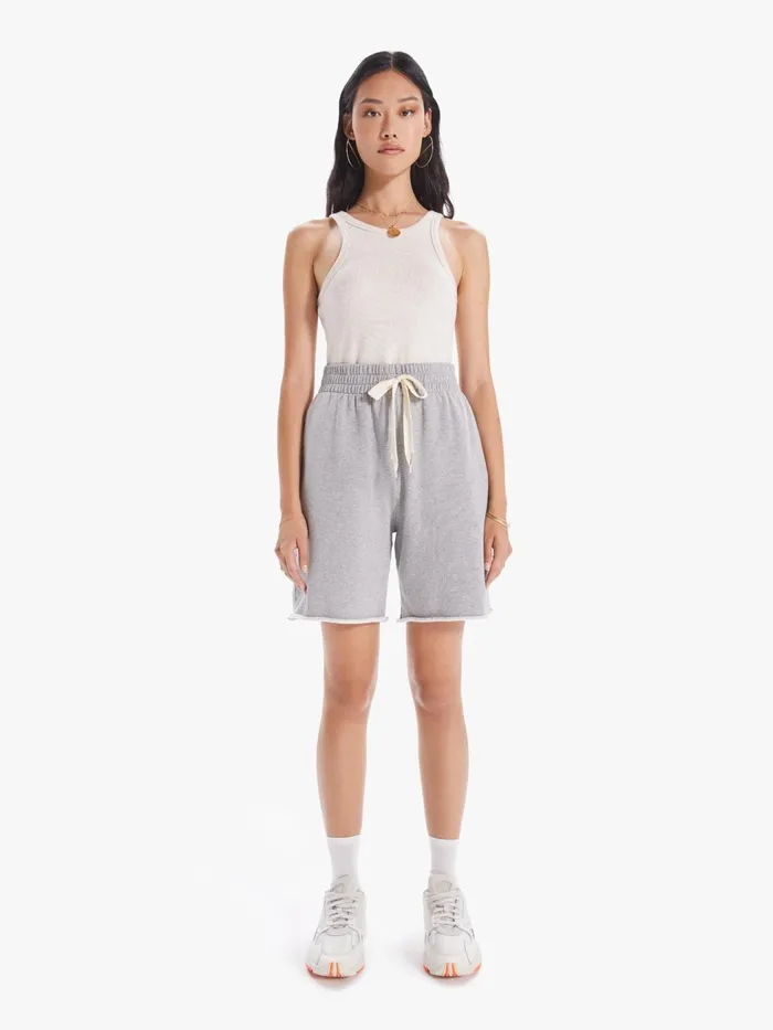 Women Shorts Mother Denim The Kick Back Knee Fray Short Heather Grey