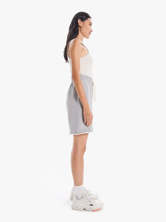 Women Shorts Mother Denim The Kick Back Knee Fray Short Heather Grey