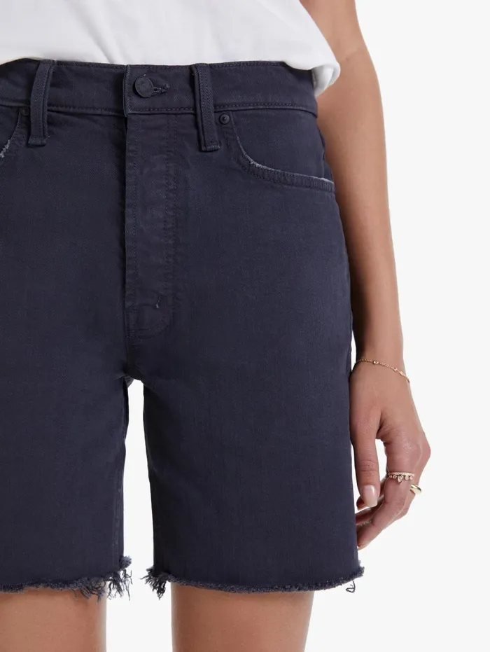 Women Shorts Mother Denim The Tripper Cut Off Fray Black
