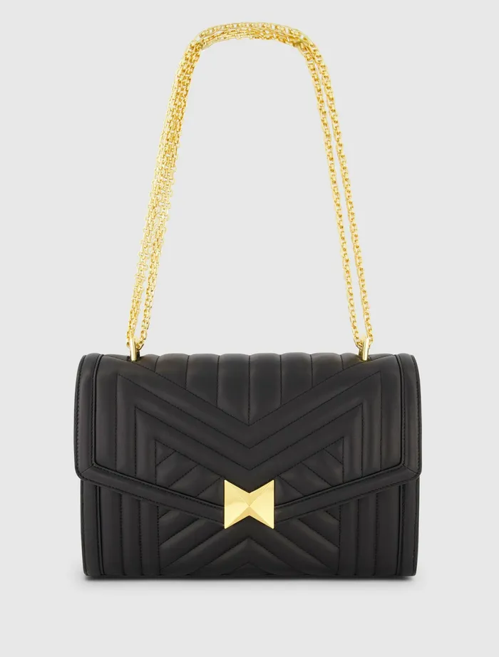 Women Shoulder Bags Mac Duggal Quilted Napa Leather Handbag With Gold Hardware Black Women Shoulder Bags Mac Duggal Quilted Napa Leather Handbag With Gold Hardware Black