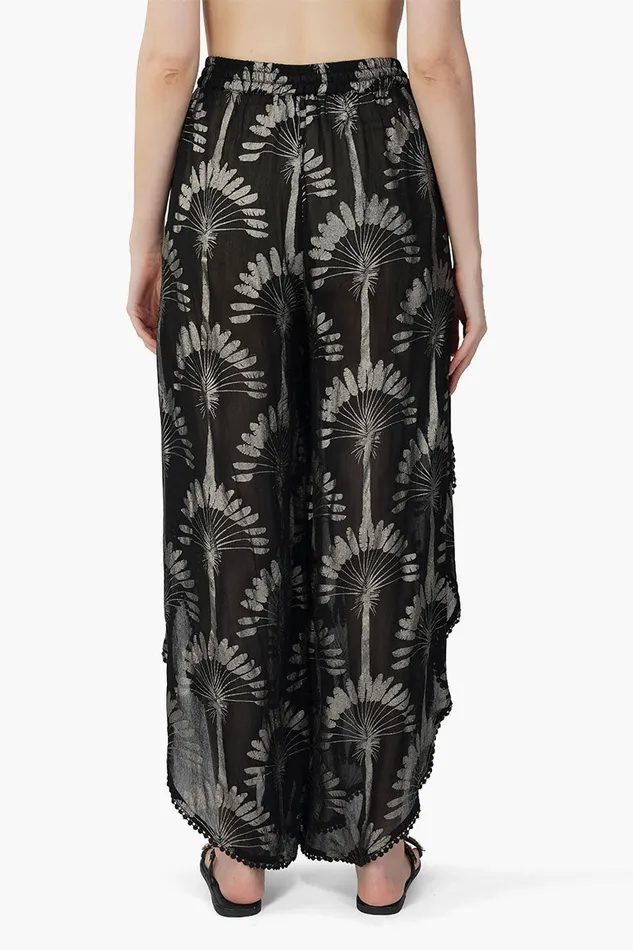 Women Silver Black Foil Printed Wrap Pants Pants America and Beyond