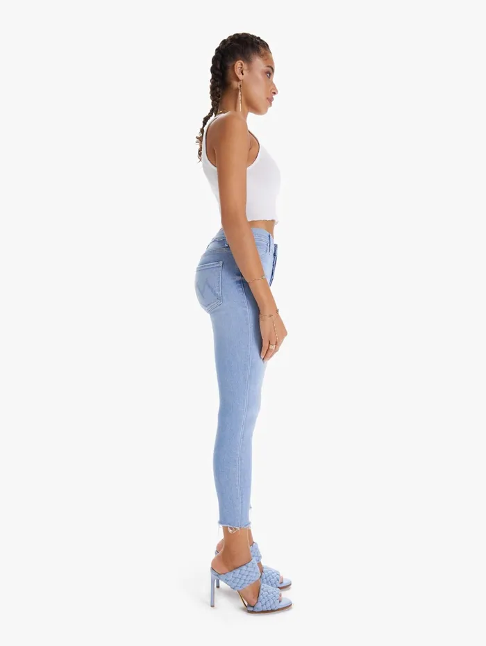 Women Skinny Mother Denim The Stunner Ankle Fray Lightpastel Blue