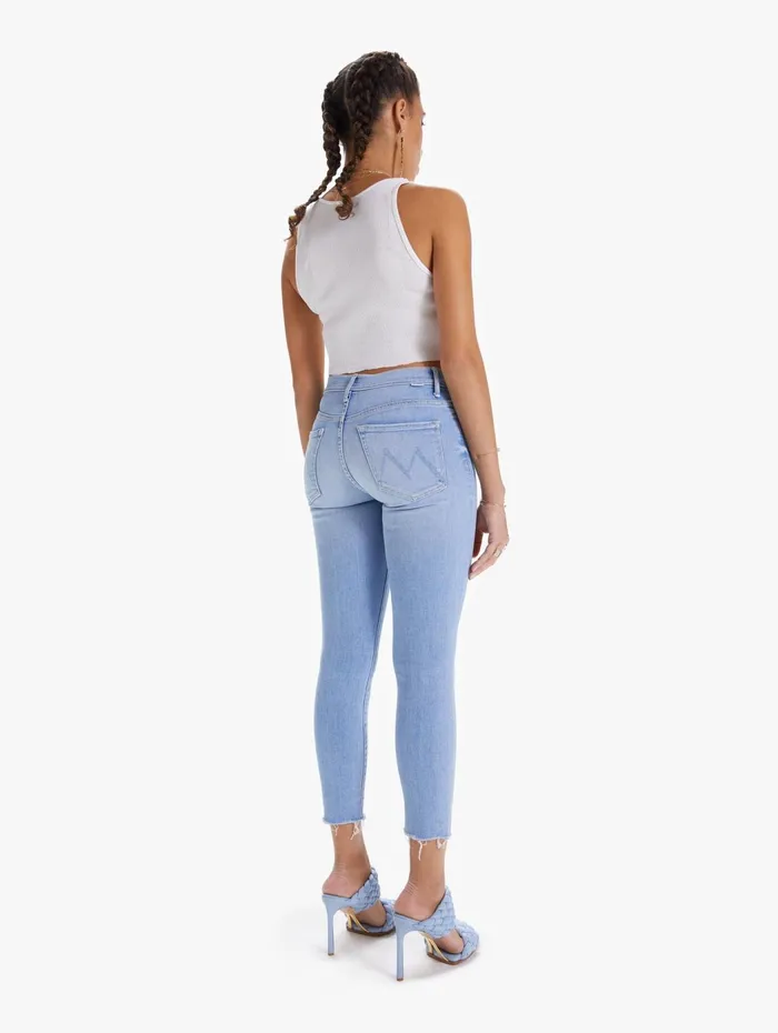 Women Skinny Mother Denim The Stunner Ankle Fray Lightpastel Blue