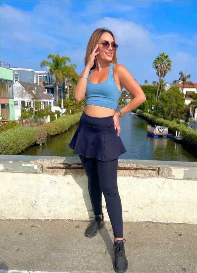 Women Skirted Legging ECO Navy Dona Jo Skirted Leggings and Capris
