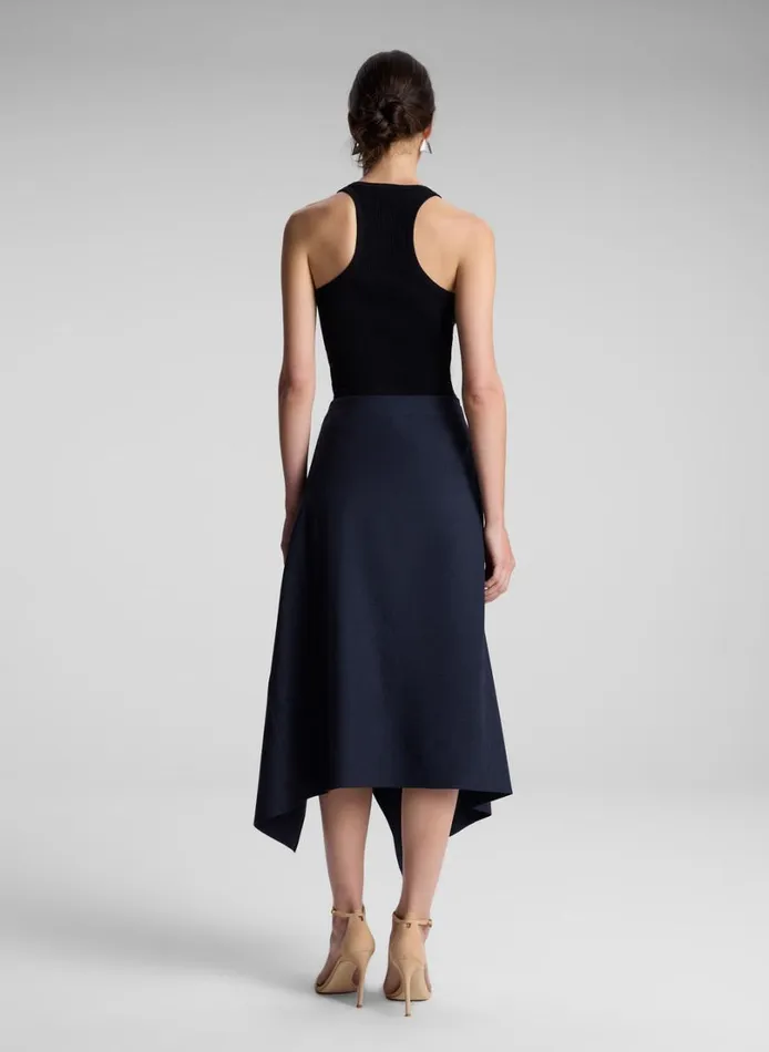 Women Skirts ALC Navy Plaid Midi Skirt Navyblack