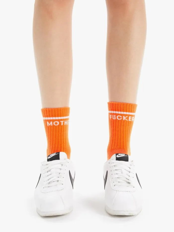 Women SocksLaces Mother Denim Baby Steps Bright Orange