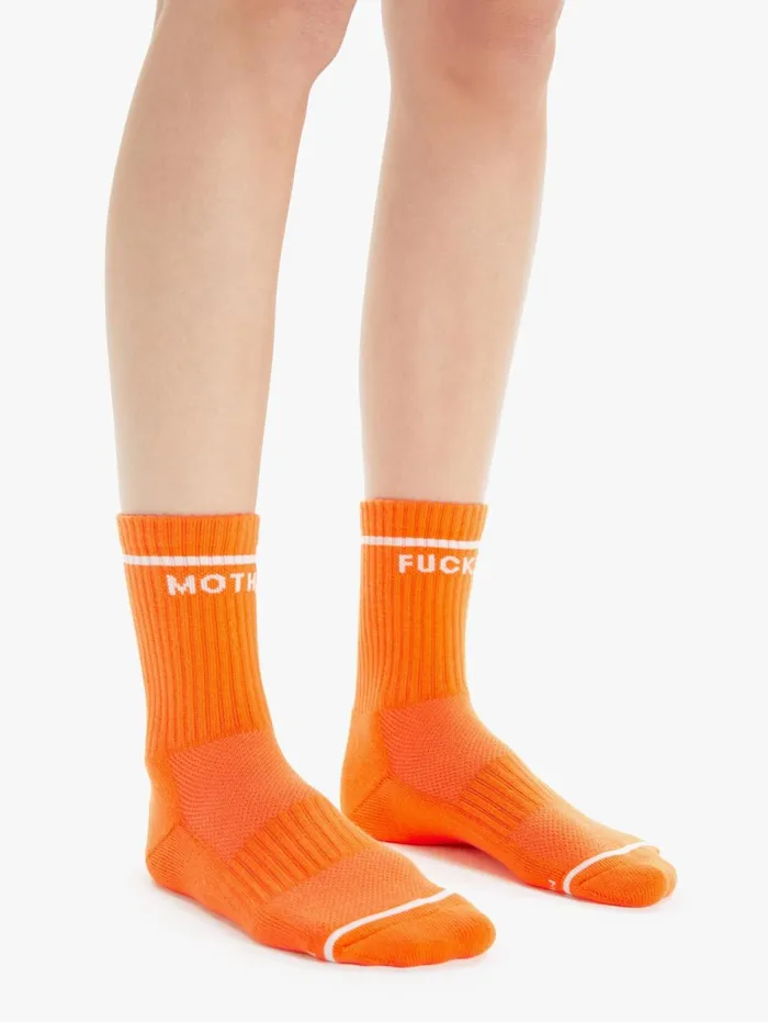 Women SocksLaces Mother Denim Baby Steps Bright Orange