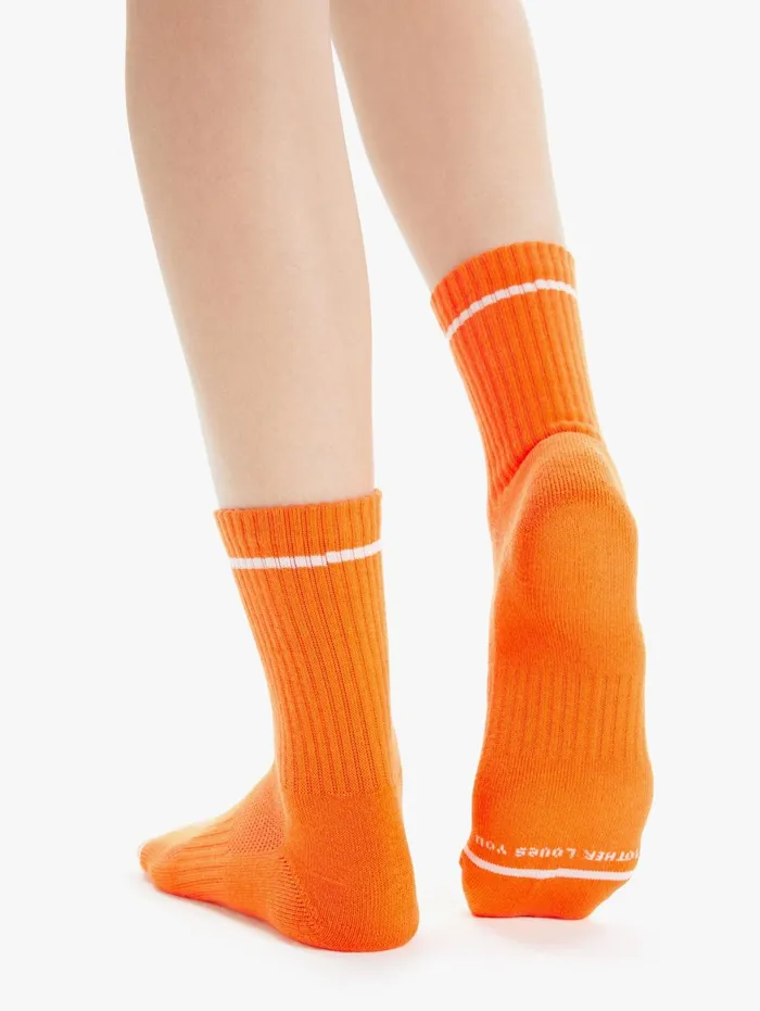 Women SocksLaces Mother Denim Baby Steps Bright Orange