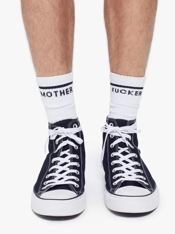 Women SocksLaces Mother Denim One Small Step For Mankind White