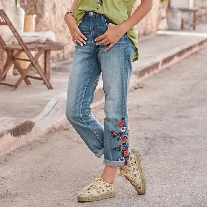 Women Stella Beauty Bouquet Jeans Coral Floral Sundance Catalog Denim Shop