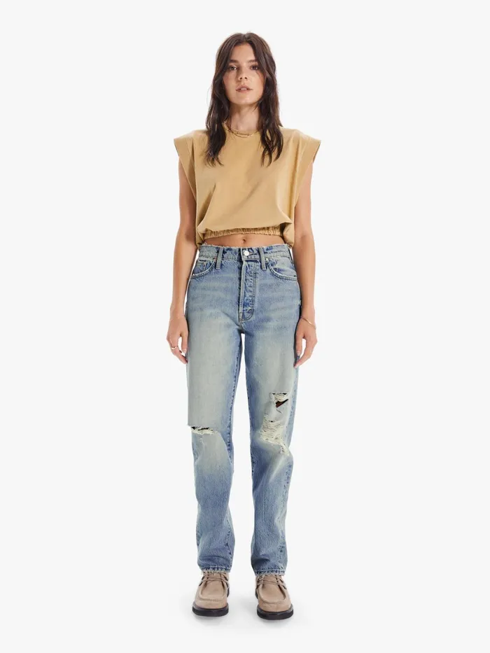 Women Straight Mother Denim The Huffy Skimp Light Blue