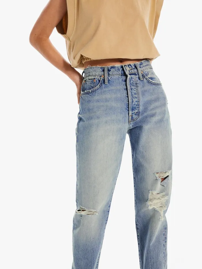 Women Straight Mother Denim The Huffy Skimp Light Blue