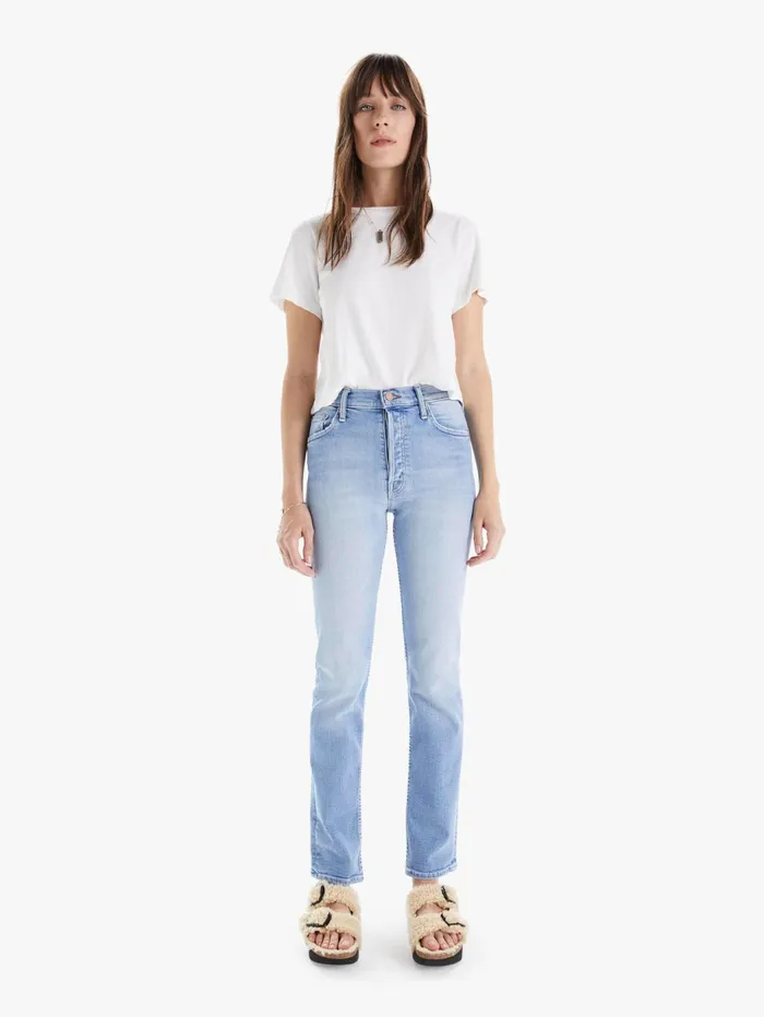 Women Straight Mother Denim The Tomcat Skimp Lightpastel Blue