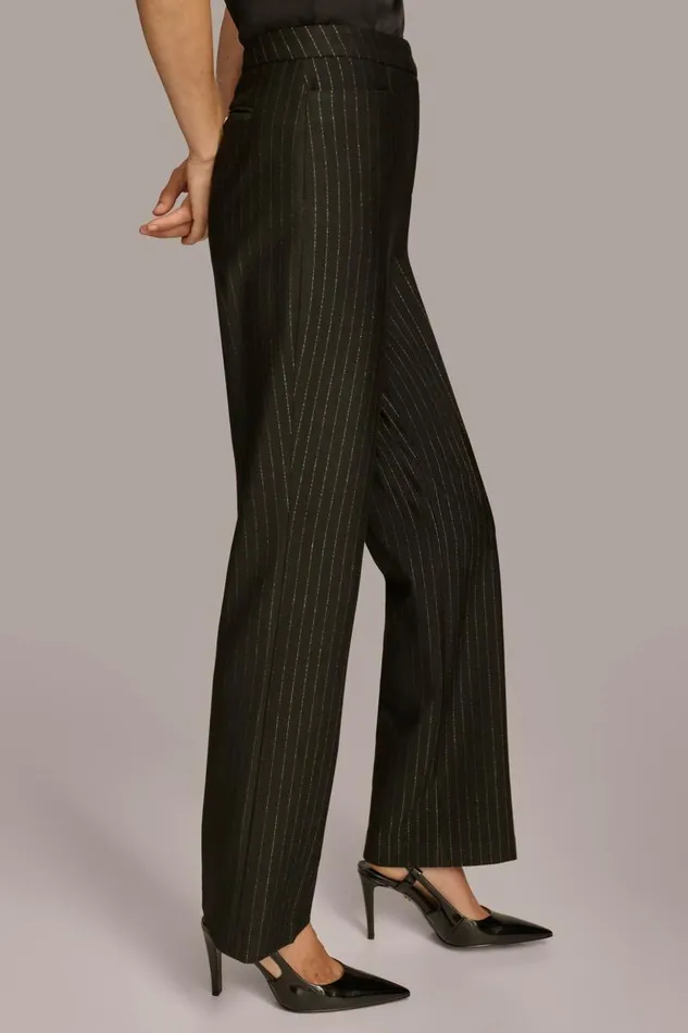 Women STRAIGHT PINSTRIPE PANT Black Donna Karan New York Pants Women STRAIGHT PINSTRIPE PANT Black Donna Karan New York Pants