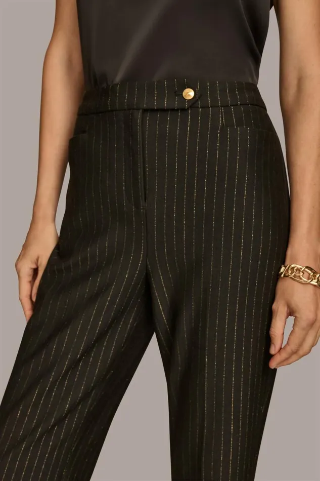 Women STRAIGHT PINSTRIPE PANT Black Donna Karan New York Pants Women STRAIGHT PINSTRIPE PANT Black Donna Karan New York Pants
