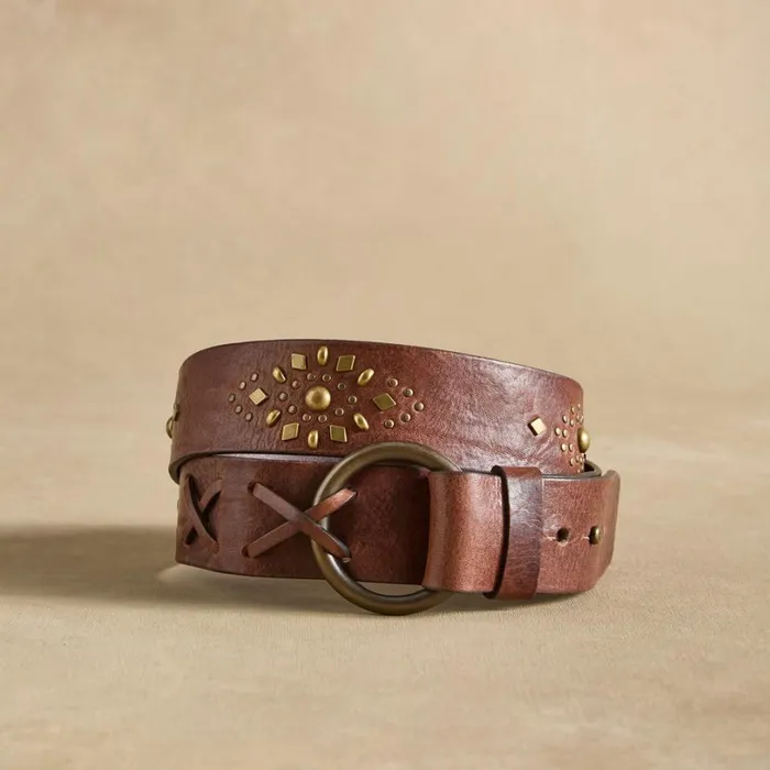 Women Studded Rhylee Belt Espresso Sundance Catalog Belts