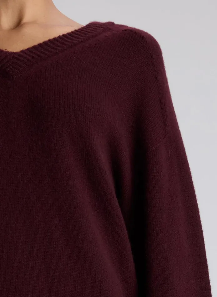 Women Sweaters ALC Calven Cashmere V Neck Sweater Burgundy