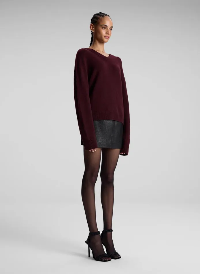 Women Sweaters ALC Calven Cashmere V Neck Sweater Burgundy