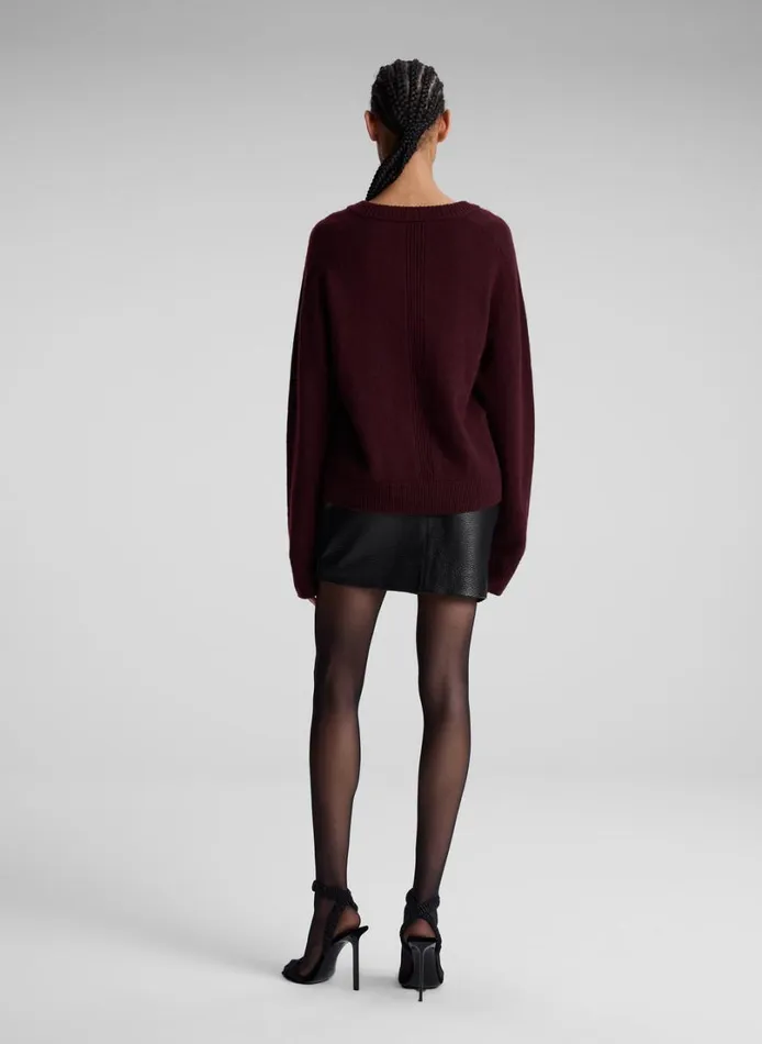 Women Sweaters ALC Calven Cashmere V Neck Sweater Burgundy