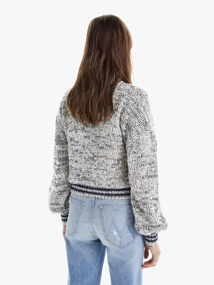 Women Sweaters Mother Denim The Mock Neck Jumper Crop Navy