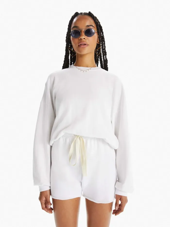 Women Sweatshirts Mother Denim The Loosen Up Crop White