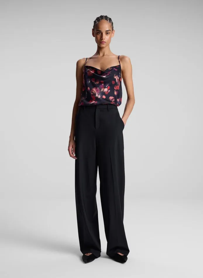 Women Tees and Tanks ALC Amber Stretch Silk Camisole Top Navy Multi