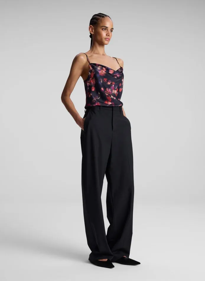 Women Tees and Tanks ALC Amber Stretch Silk Camisole Top Navy Multi