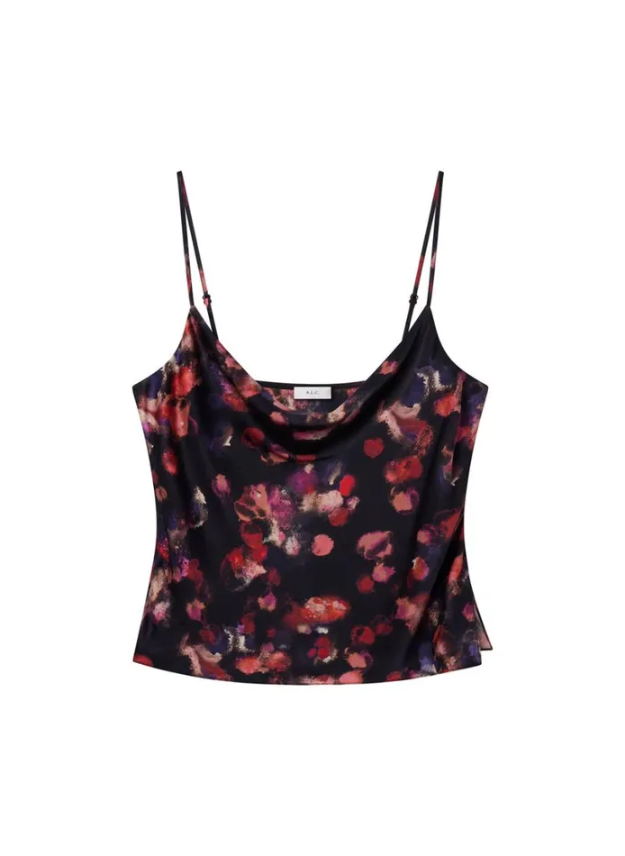 Women Tees and Tanks ALC Amber Stretch Silk Camisole Top Navy Multi