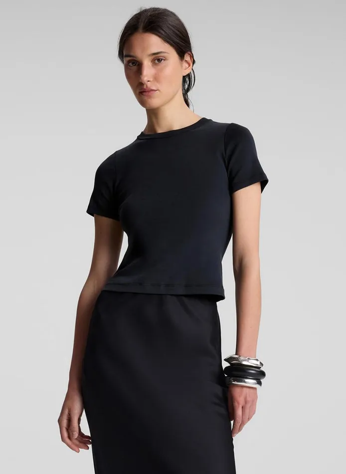 Women Tees and Tanks ALC Paloma Cotton Rib Baby Tee Black