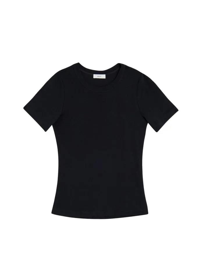 Women Tees and Tanks ALC Paloma Cotton Rib Baby Tee Black