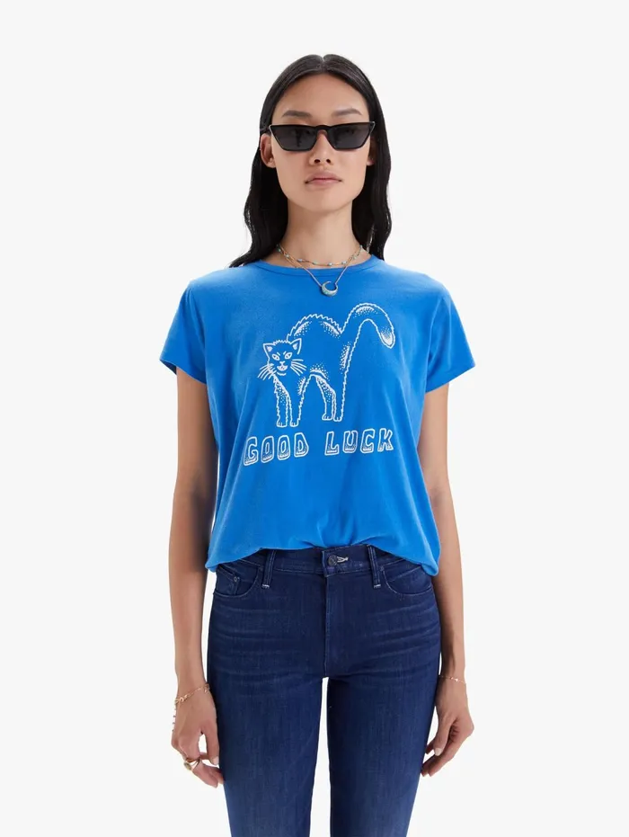 Women Tees Mother Denim The Boxy Goodie Goodie Blue