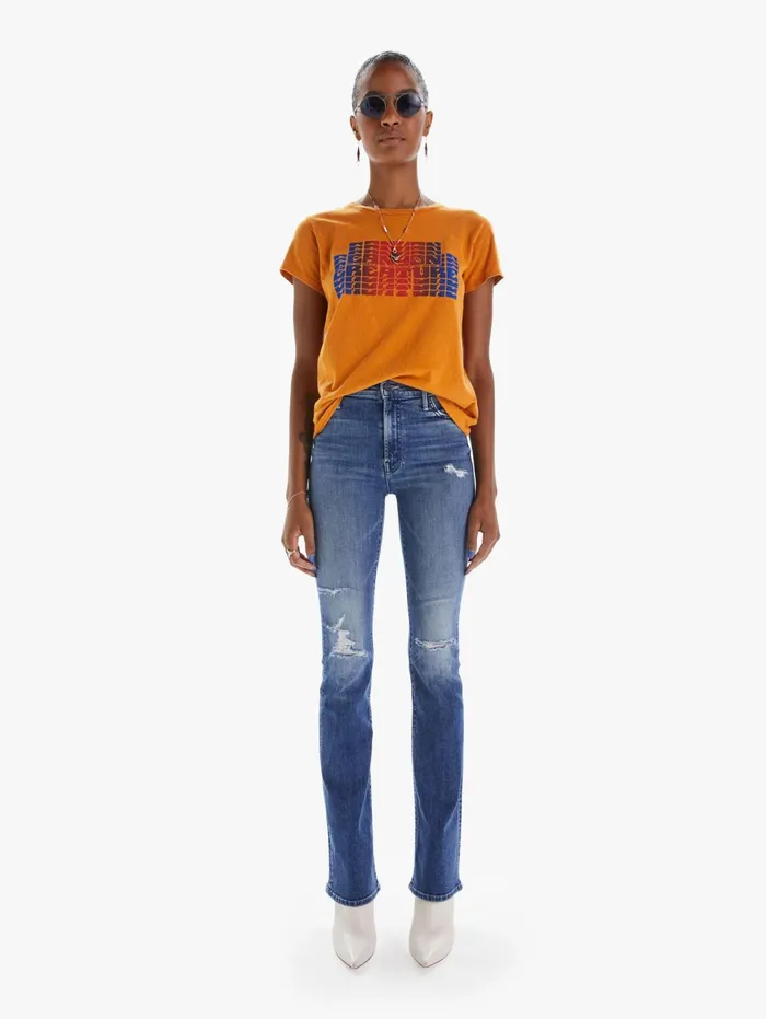 Women Tees Mother Denim The Boxy Goodie Goodie Medium Orange