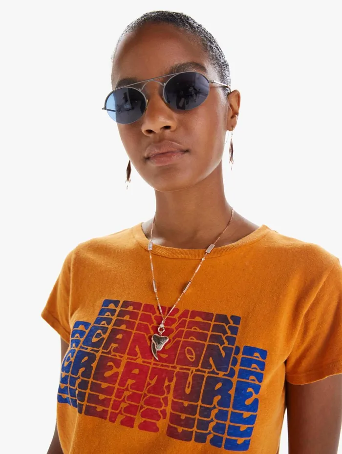 Women Tees Mother Denim The Boxy Goodie Goodie Medium Orange