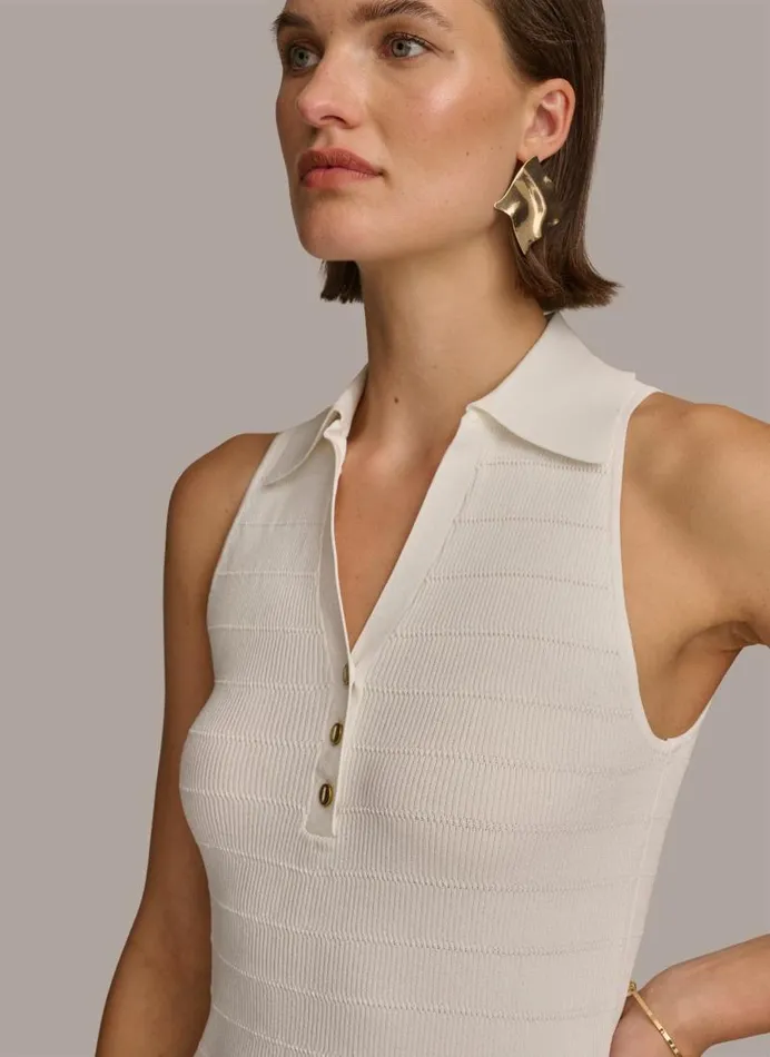 Women TEXTURE SWEATER WITH GOLD BUTTONS Cream Donna Karan New York Sweaters And Tops Women TEXTURE SWEATER WITH GOLD BUTTONS Cream Donna Karan New York Sweaters And Tops