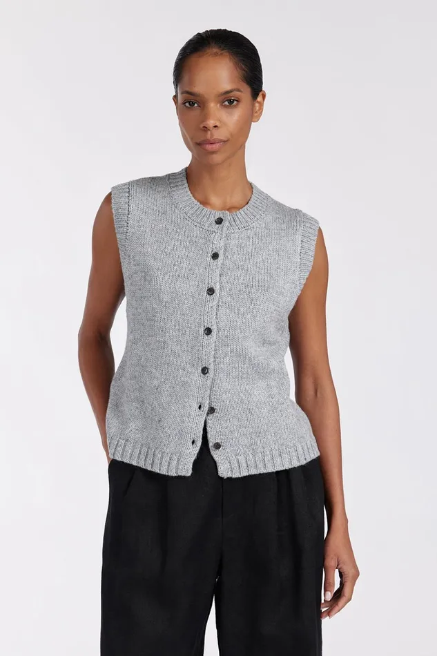 Women The Gift Shop DISSH FOSTER SILVER MARLE KNIT VEST