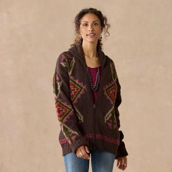Women Thunderbird Heritage Cardigan Dark Brown Sundance Catalog Sweaters Women Thunderbird Heritage Cardigan Dark Brown Sundance Catalog Sweaters