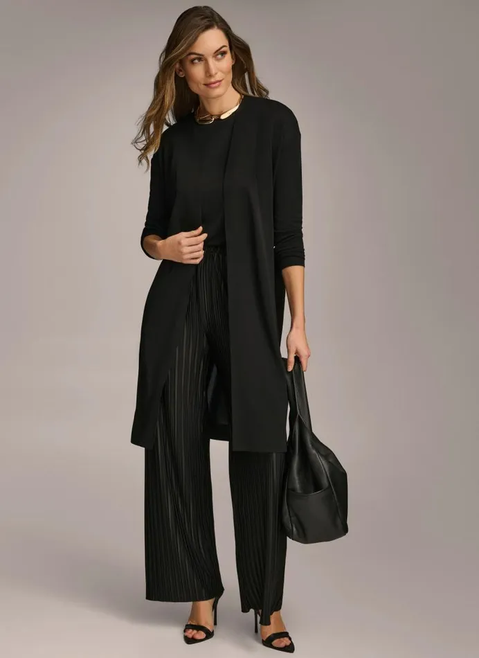 Women TIE WAIST CARDIGAN Black Donna Karan New York Sweaters And Tops Women TIE WAIST CARDIGAN Black Donna Karan New York Sweaters And Tops