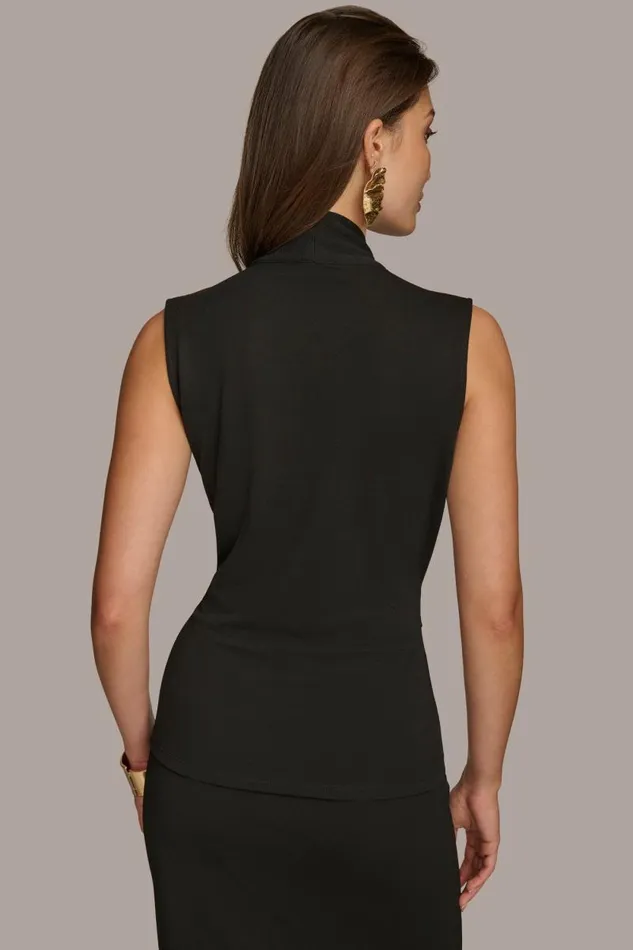 Women TOP WITH WIDE WRAP Black Donna Karan New York Sweaters And Tops Women TOP WITH WIDE WRAP Black Donna Karan New York Sweaters And Tops