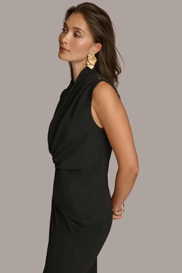 Women TOP WITH WIDE WRAP Black Donna Karan New York Sweaters And Tops Women TOP WITH WIDE WRAP Black Donna Karan New York Sweaters And Tops