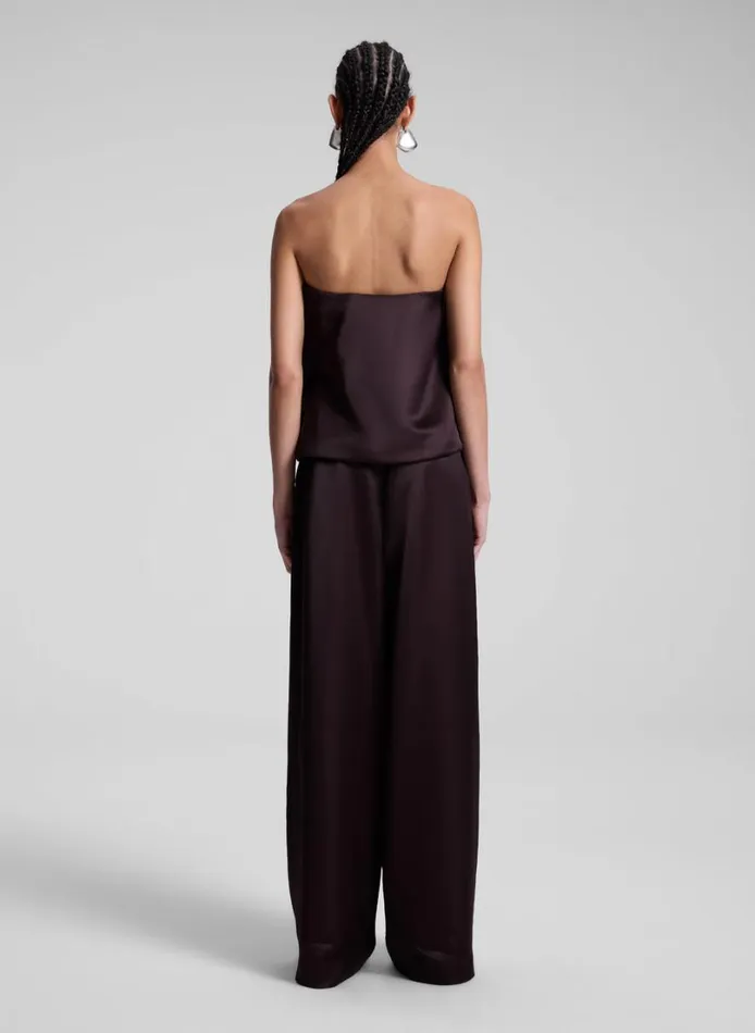 Women Tops ALC Ani Strapless Satin Top Chocolate Plum