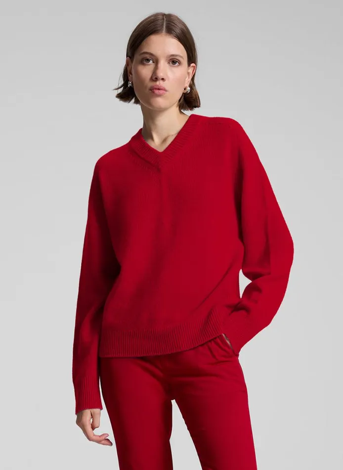 Women Tops ALC Calven Cashmere V Neck Sweater Really Red