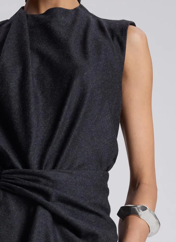 Women Tops ALC Dion Wool Cashmere Mini Dress Charcoal